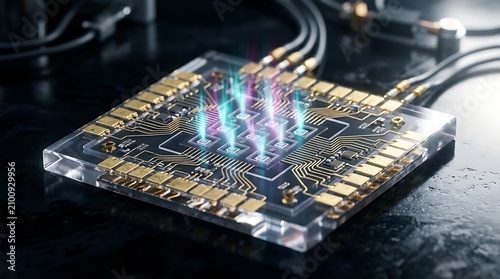 Advanced quantum processor emitting light on a glass substrate