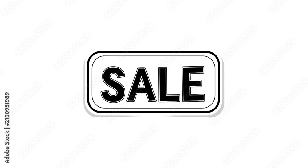 Obraz premium Black sale text inside a rounded rectangular frame.