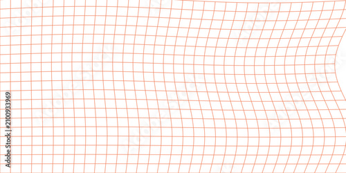 Foto A grid of orange lines curves and distorts across a white background, creating a warped, wavy effect that suggests movement or optical illusion