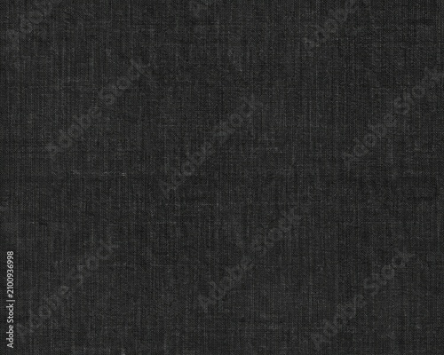 Obraz na plátně Black fabric weave seamless texture with dark canvas material, realistic textile