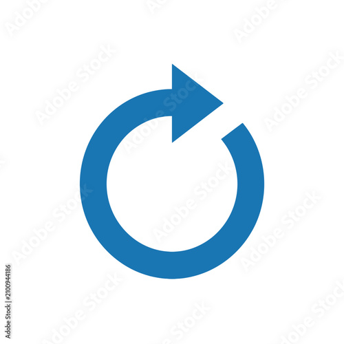 Photos Blue circular arrow icon indicating refresh or repeat action, simple and modern