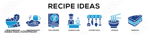 Glyphcolor - Food Routine web banner icon vector illustration concept