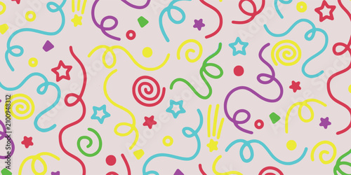 Fotografie Colorful Confetti and Streamers for Celebration.