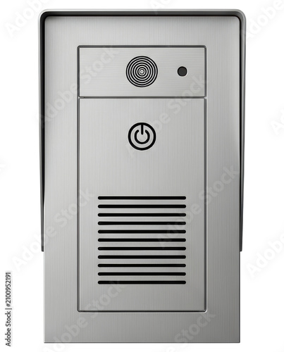Modern brushed metal intercom door entry system transparent background