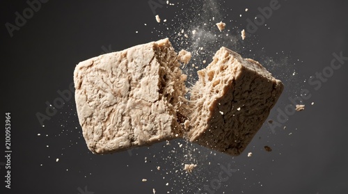 Fermented Sake Kasu Lees Fracturing Mid-Air, Crumbling Texture