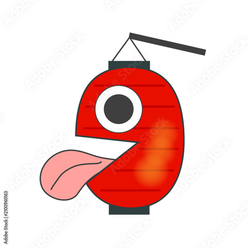舌を出した提灯お化けのイラスト