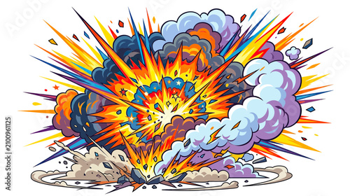 Canvastavla Vibrant Comic Book Style Explosion with Debris