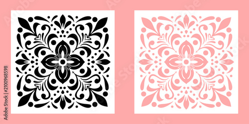 Elegant Floral Mandala Ornament Silhouette Vector For Laser Cutting And Print Design