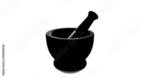 Photos Black mortar and pestle on white background with pestle against preparation equi