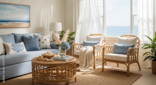 Serene Coastal Living Room With Ocean Views