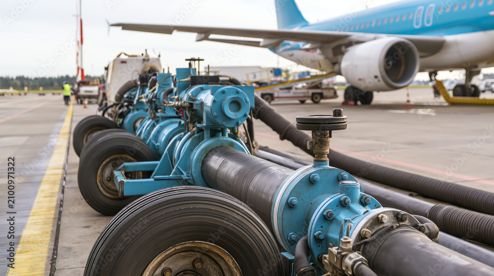 Fototapeta premium Airport Fuel Delivery System with Pumps and Hoses