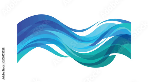 Tableau sur toile Abstract flowing waves of blue and green colors, representing water or movement