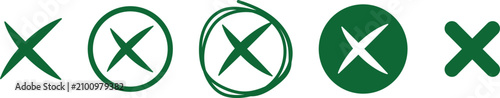 Foto Green cross cancel icon set with circle variations