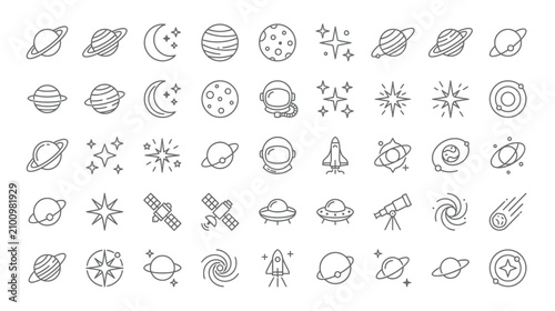 Canvas Print Space and Astronomy Icon Set
