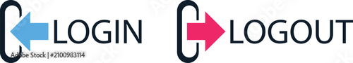 Foto Login and logout vector icons with arrows