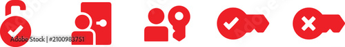 Foto Red flat icons for access and user permissions