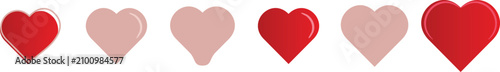 Row of red and pink heart icons with varying shades