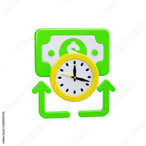 overtime pay 3d render icons
