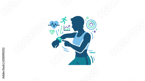 Athletic woman using a smartwatch for health tracking and fitness monitoring.