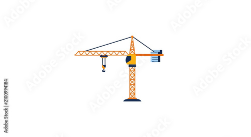 Tower crane equipment icon for engineering and architecture