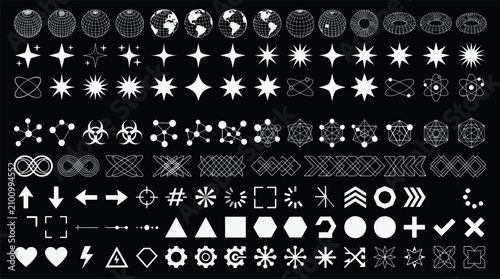 Canvastavla Universal set of black and white UI interface symbols and signs with interface e