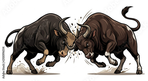 Foto two charging bulls clashing horns vector illustration