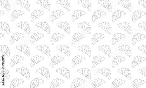 Doodle Croissant pattern. Bread background. seamless pattern of Croissant. bakery doodle theme pattern. doodle croissant pattern illustration.