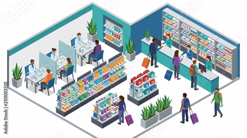Foto People Shopping in Grocery Store Aisle.