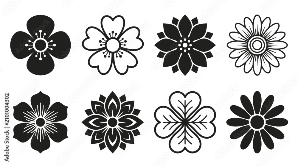 Obraz premium Bold graphic flower shapes and decorative floral motifs.
