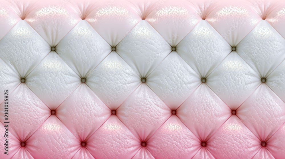 Obraz premium White and pink tufted leather upholstery texture background.