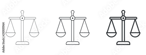 Slika na platnu Scales Of Justice Line Icons Set Representing Balance And Legal Proceedings judg