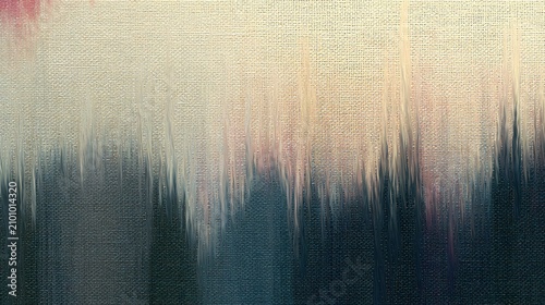 Textured vertical stroke abstract forest landscape painting.