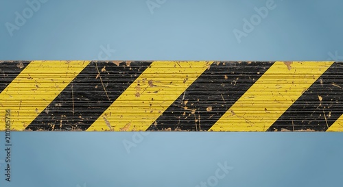 Caution Barrier Background with Distressed Grunge Texture on Blue