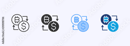 Cryptocurrency Exchange Icon Set Multiple Style Collection Illustration
