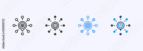 Photos Node Icon Set Multiple Style Collection Illustration