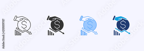 Quadro su tela Recession Icon Set Multiple Style Collection Illustration