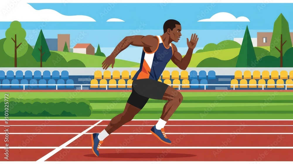Obraz premium Man sprinting on a running track.