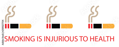 Fotografía Smoking is injurious to health illustration with cigarette icons in different burning stages set