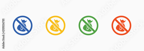 Photos No Money Icon Set Color Multiple Style Collection Illustration