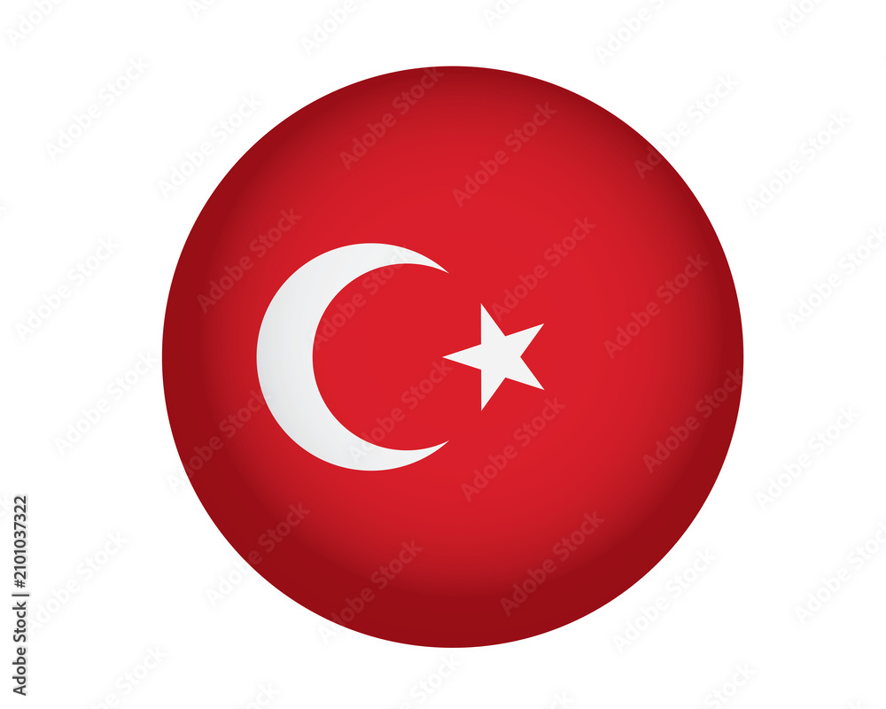 Obraz premium Turkish flag icon. Crescent and star symbol