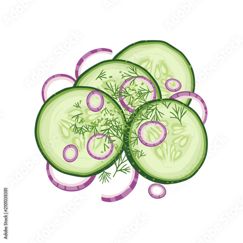 Mixed Salad with Cucumber Slices Red Onion and Herbs