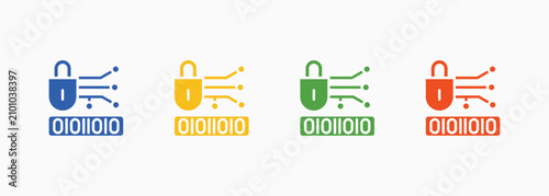 Encryption Icon Set Color Multiple Style Collection Illustration