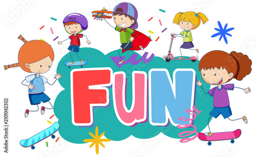 Playful Cartoon Kids Illustration with Fun Typography and Colorful Graphics