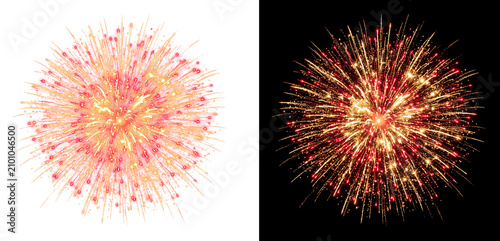 Bild auf Leinwand Glowing firework display showing golden yellow and red light trails isolated on