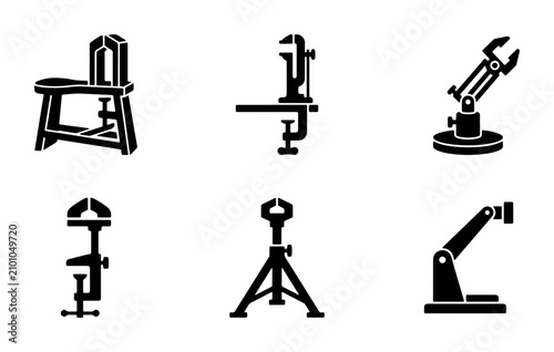 Foto Industrial Clamps and Robotic Arms, Mechanical Fixtures, Workshop Tools, Enginee