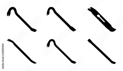 Photos Crowbar Icons Set, Pry Bar Tools, Metal Lever Vector Graphics, Industrial Equipm