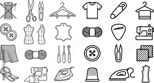 Konstfotografi Vector set of sewing line icons for tailoring dressmaking needlework and handicr
