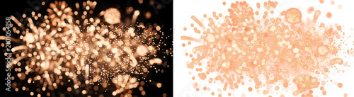 Foto Abstract fireworks explosion on a dark background, bright glow with sparkling li