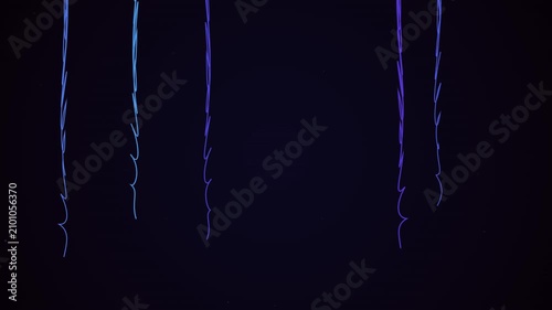Neon light streaks flowing vertically on dark background for motion graphic