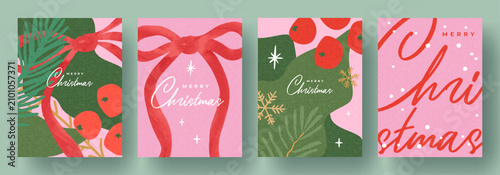 Fotografía Merry Christmas greeting card Set